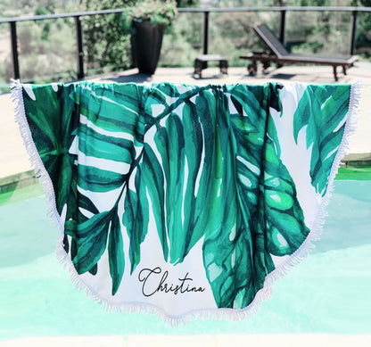 Personalized Palm Leaf Round Towel