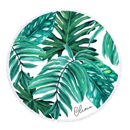 Personalized Palm Leaf Round Towel