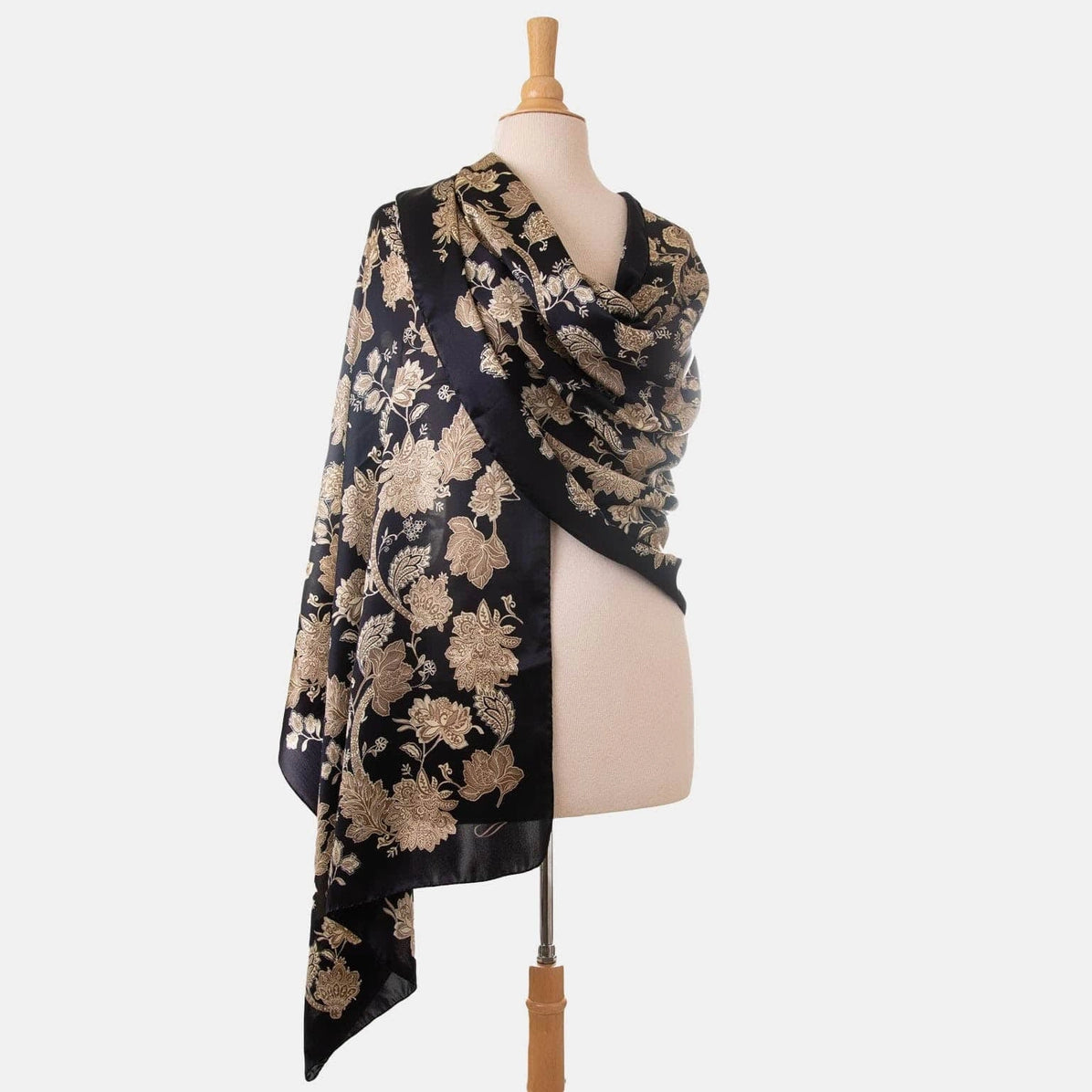 Esmeralda - Silk Scarf/Shawl - Black & Gold