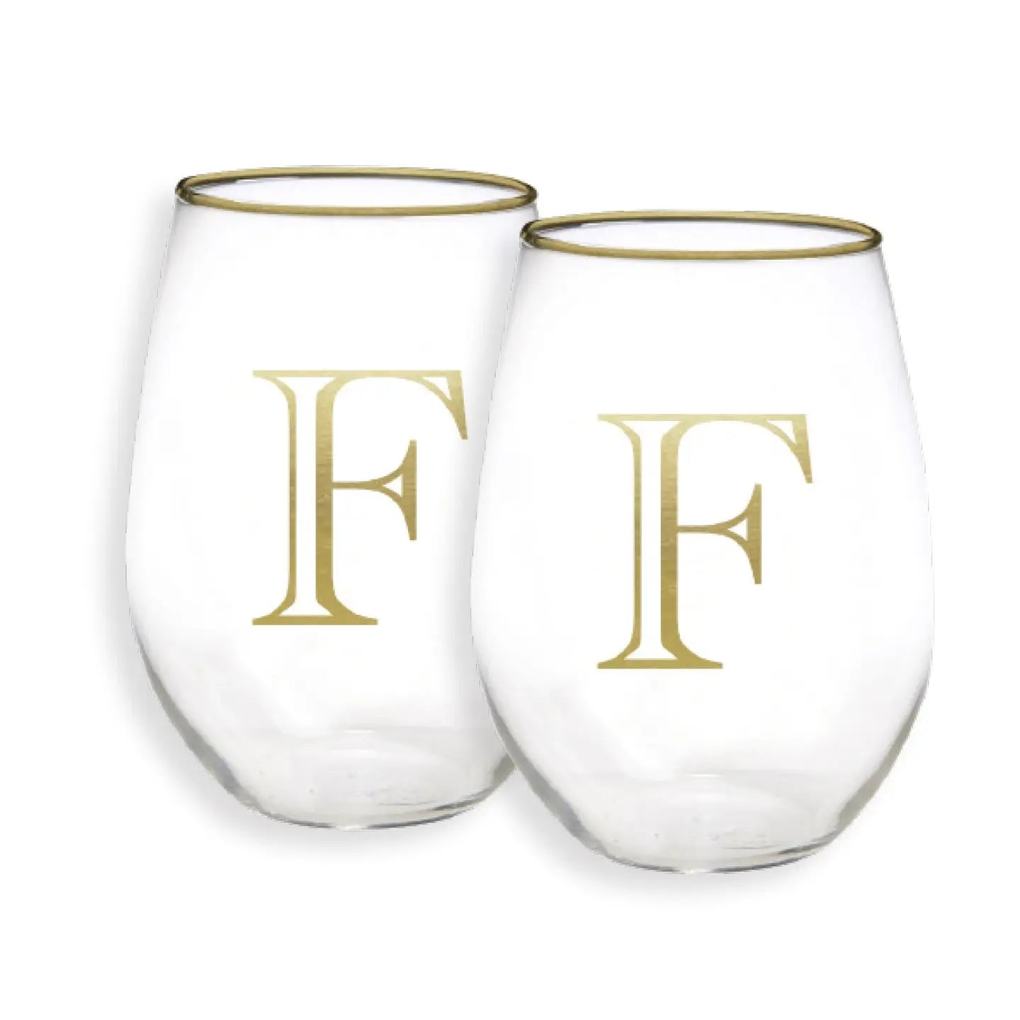 Gold Initial Stemless Glasses - Set of 2