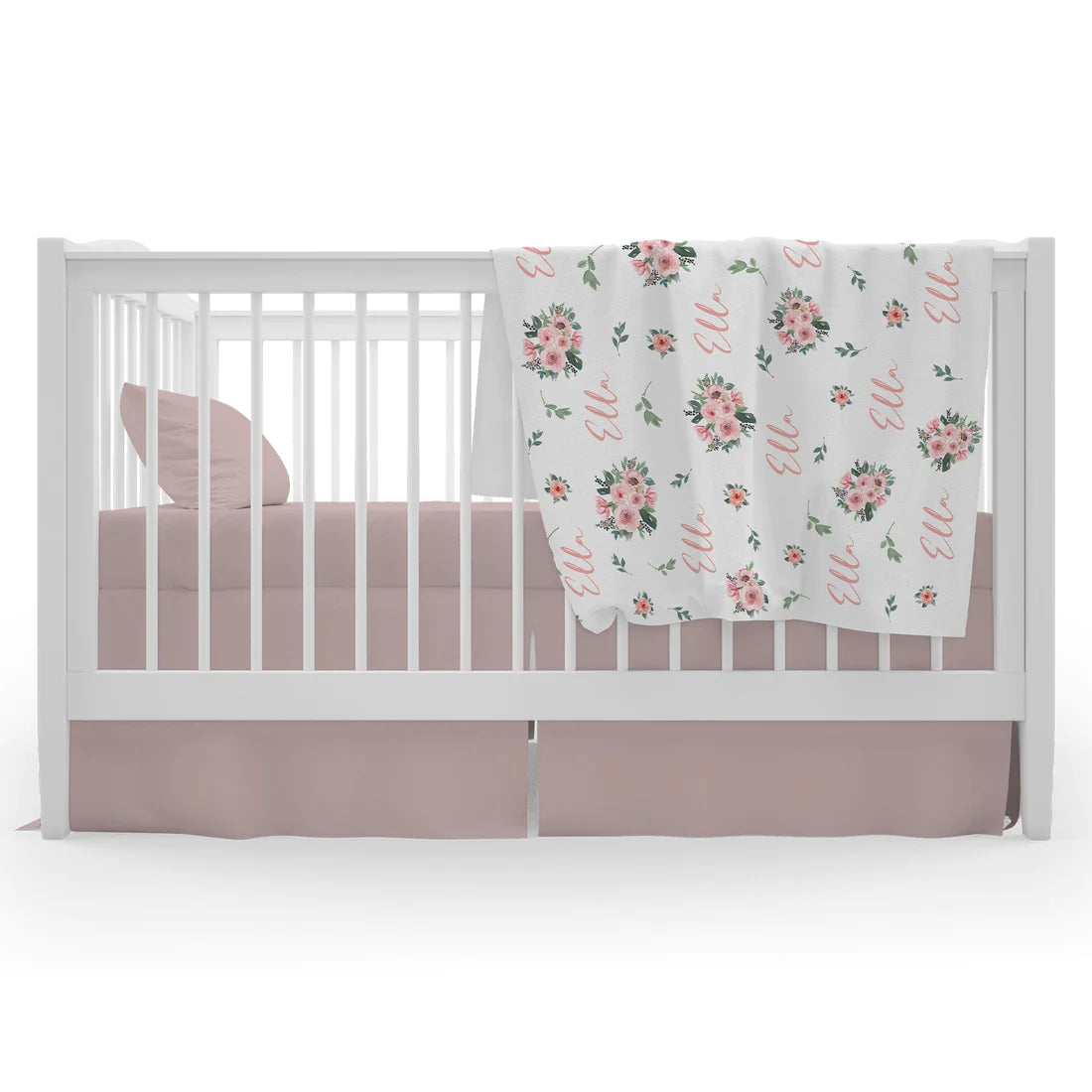 Blushing Floral Pattern Personalized Baby Blanket