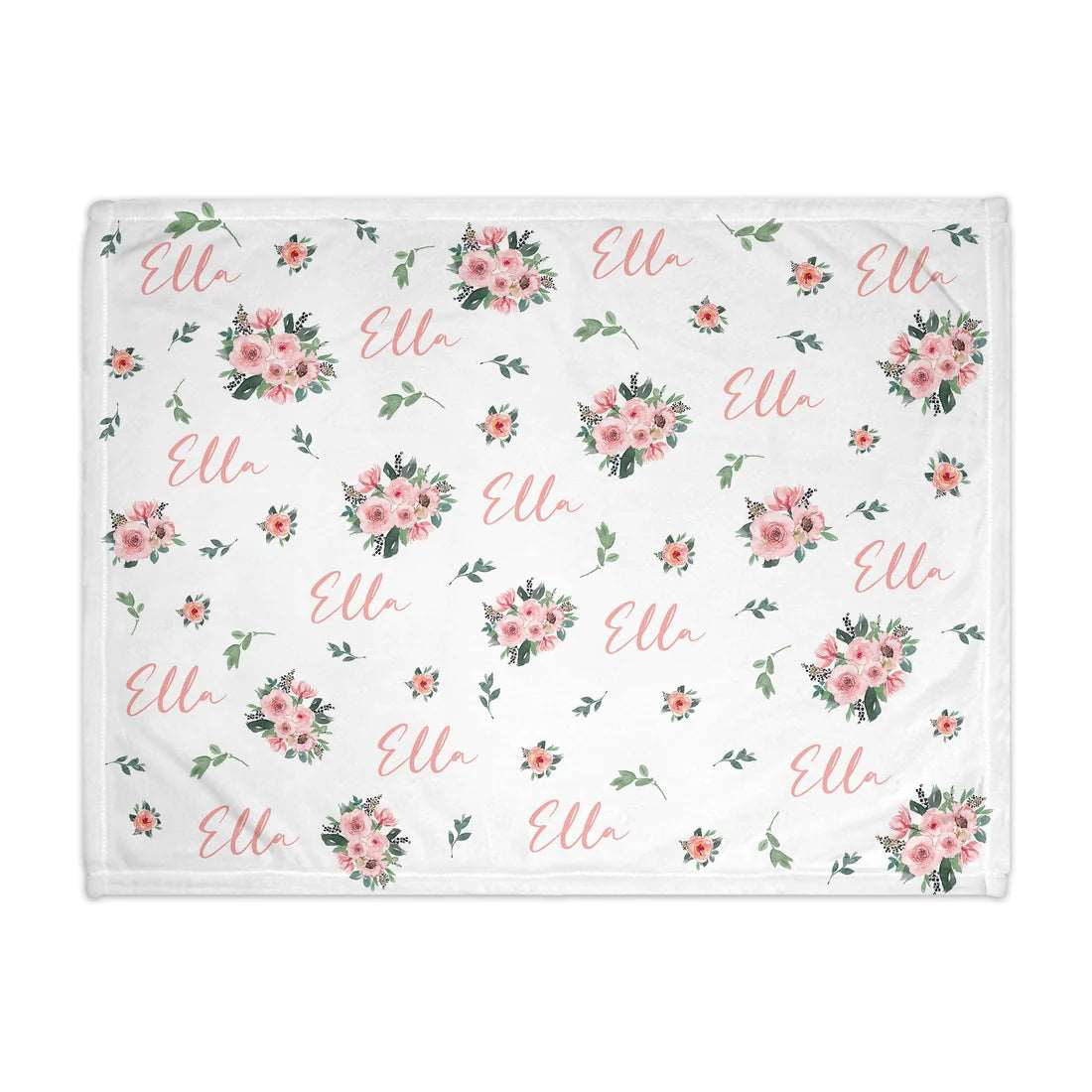 Blushing Floral Pattern Personalized Baby Blanket