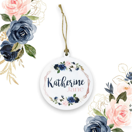 Navy & Blue Personalized Christmas Ornament