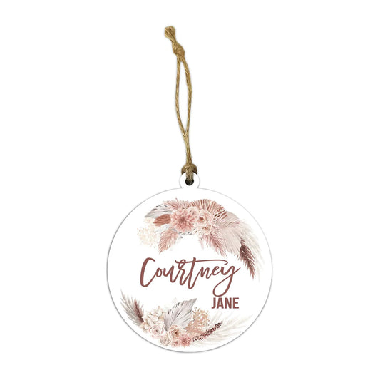 Boho Floral Personalized Christmas Ornament