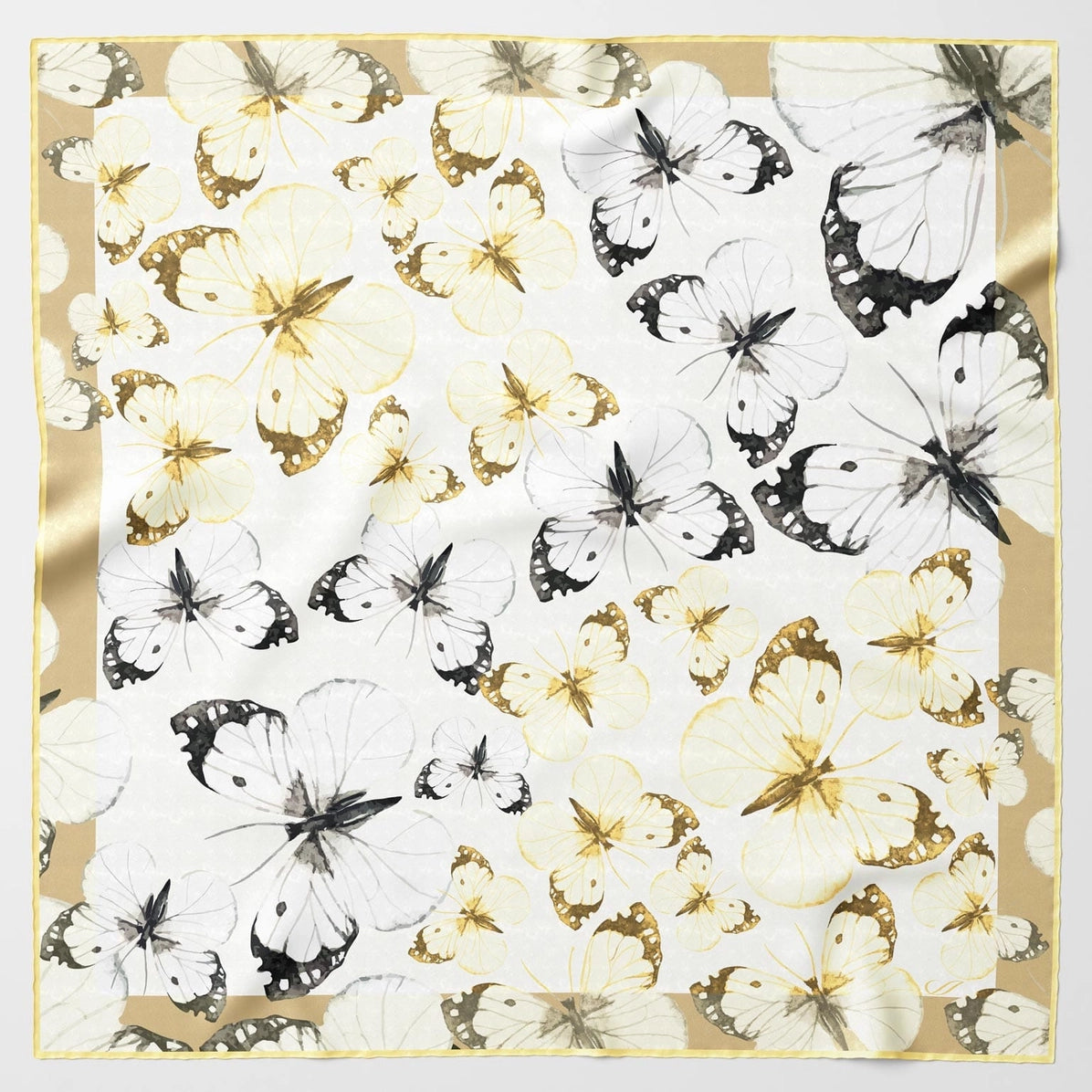 Farfalla - Silk Foulard - Yellow Bronze