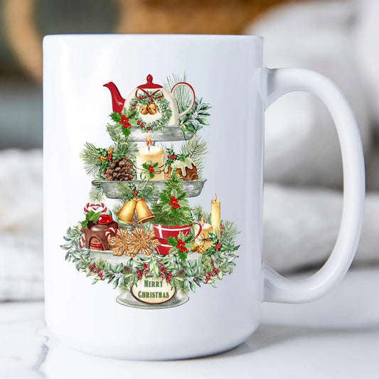 Farmhouse Tier Christmas 15 oz. Coffee Mug