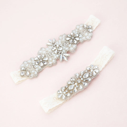 Farren Crystal and Lace Garter Set