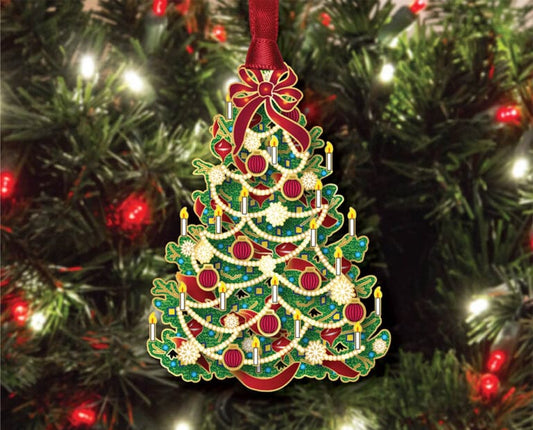 Festive Candle Tree Brass Ornament