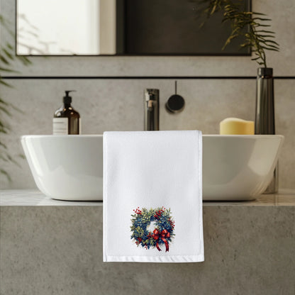 Winter Holiday Wreath Fingertip Towel