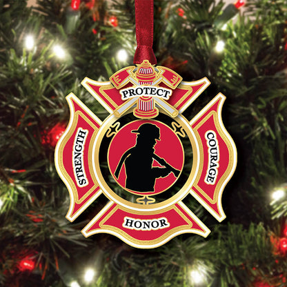 Firefighter Shield Brass Ornament