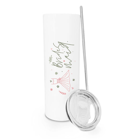 Tumbler with straw and lid on a white background