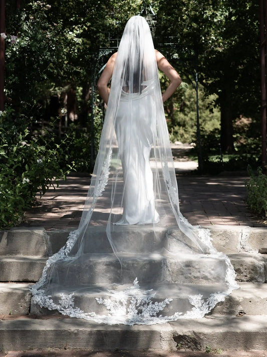 Floral Edge Embroidered Cathedral Veil