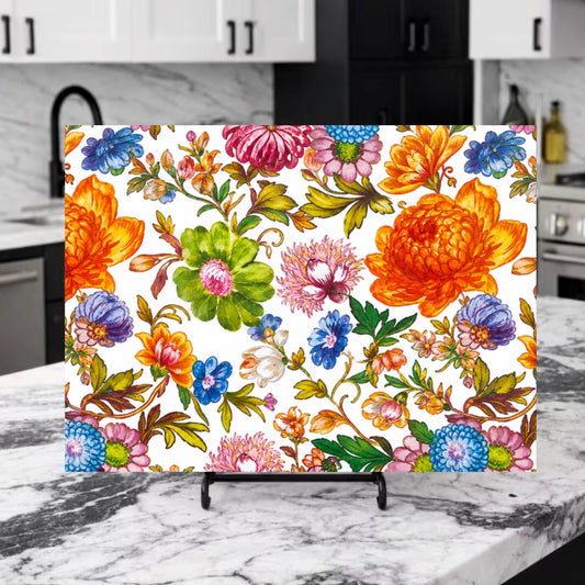 Floral Tempered Glass Trivet Board