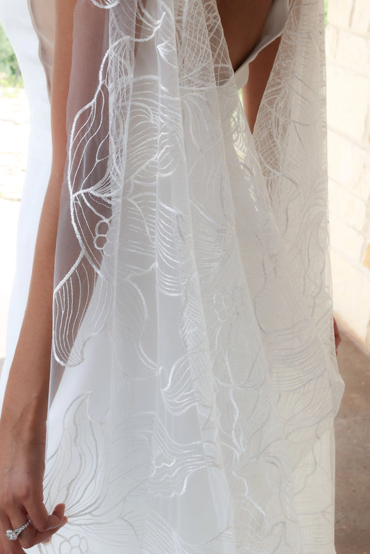 Florence Embroidered Wedding Cape