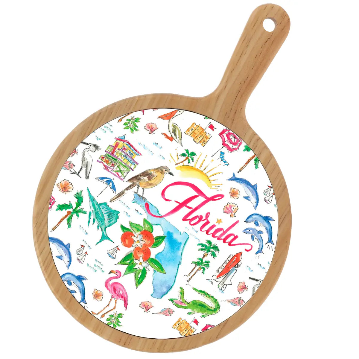 Location Themed Bamboo Cheese Board - Boot Scootin Bamboo & Ceramic Cheese Board Preorder ships March 3