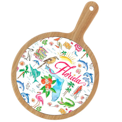 Location Themed Bamboo Cheese Board - Boot Scootin Bamboo & Ceramic Cheese Board Preorder ships March 3