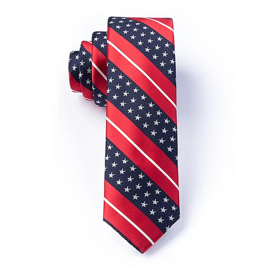 Freedom Stripe Skinny Tie By Wild Ties - Red - NY Gift Boutique