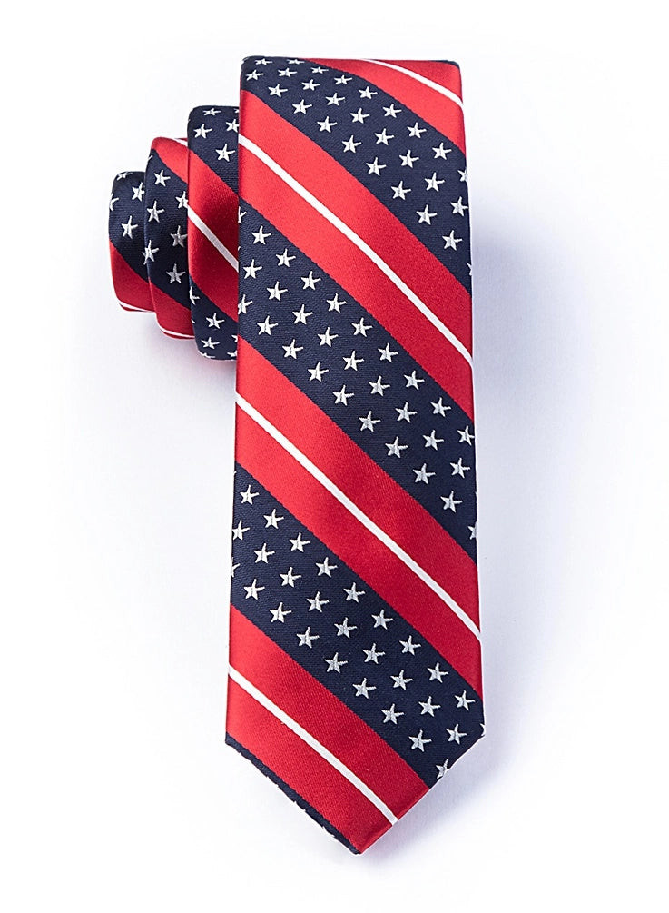 Tie with American flag pattern on a white background