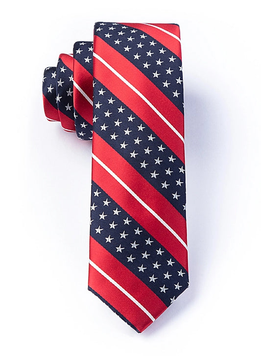 Tie with American flag pattern on a white background