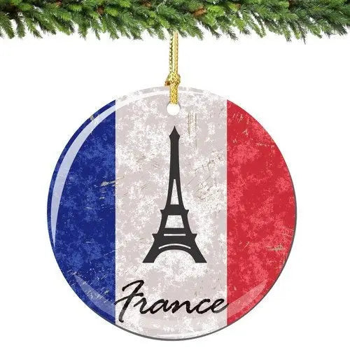 French Flag & Eiffel Tower Ornament