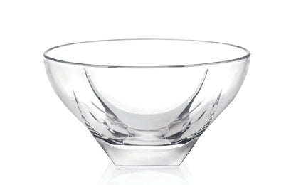 Clear glass bowl on a white background