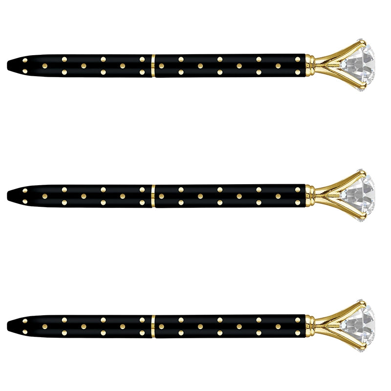 Gem Pens - Black/Metallic Dot Set of 6