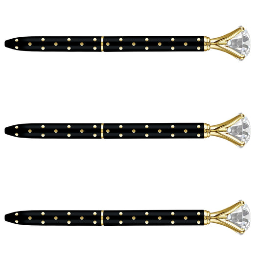 Gem Pens - Black/Metallic Dot Set of 6