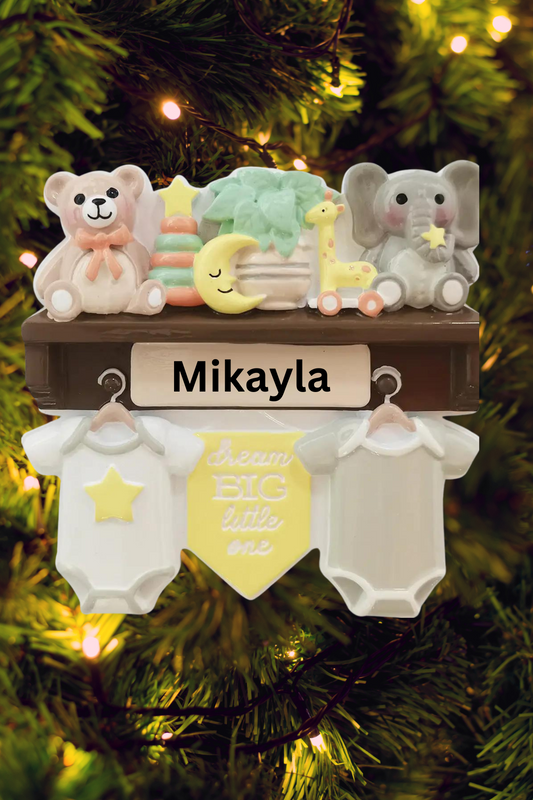 Gender Neutral Baby Shelf Personalized Ornament