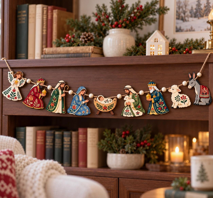 German Christmas Market Wooden Garland – Nutcracker Décor