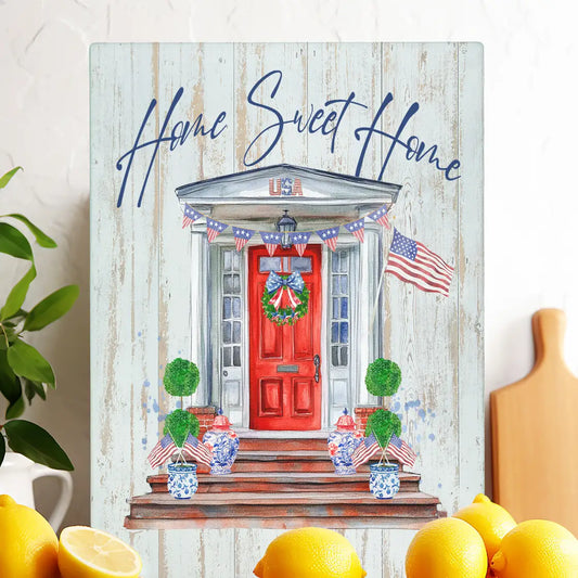 Glass Trivet Patriotic Red Door Home Sweet Home - NY Gift Boutique