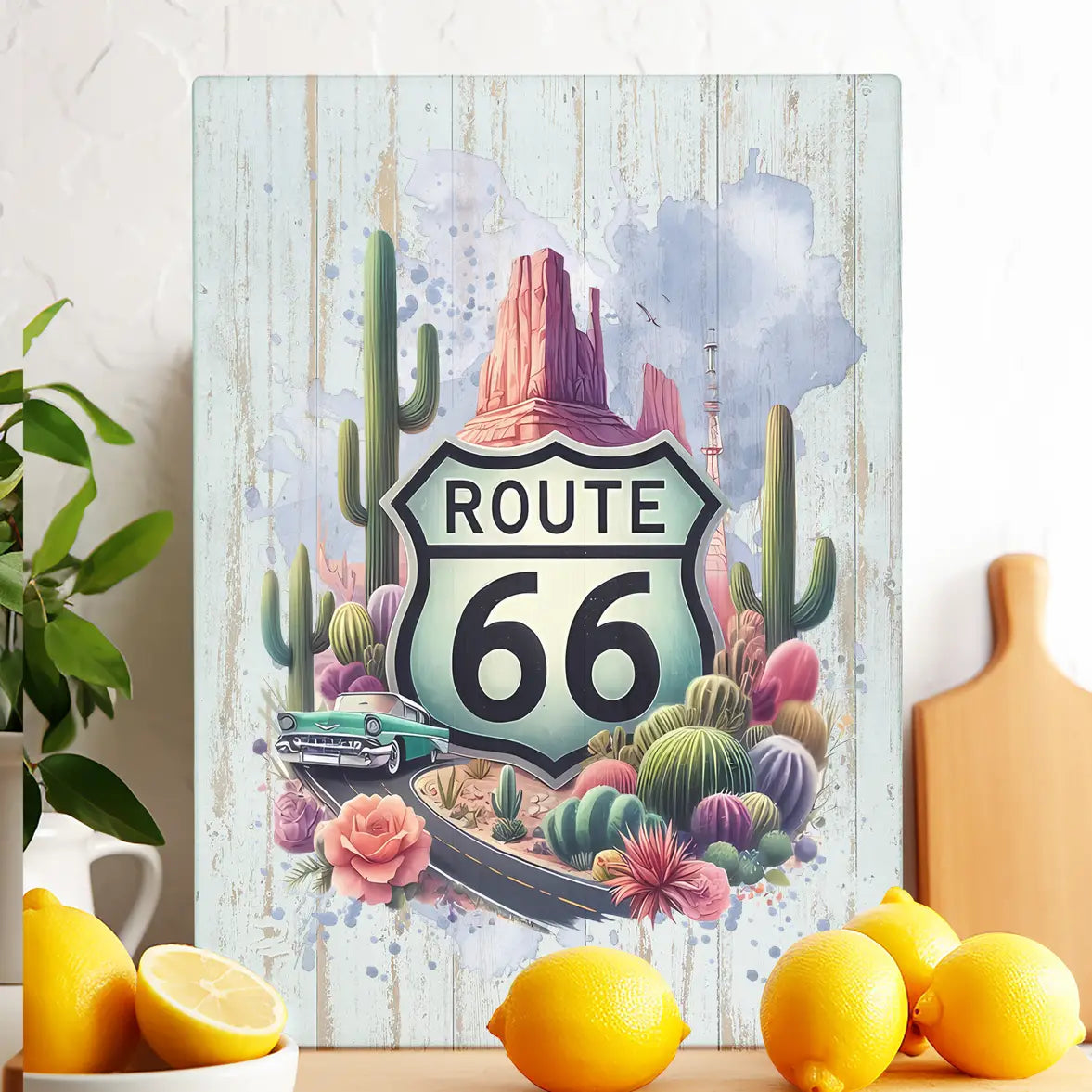 Glass Trivet Route 66 Desert Cactus - NY Gift Boutique