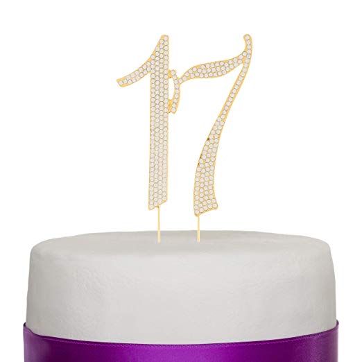 Gold 17 Crystal Cake Topper