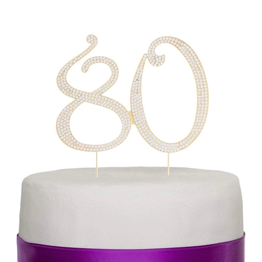 Gold 80 Crystal Cake Topper