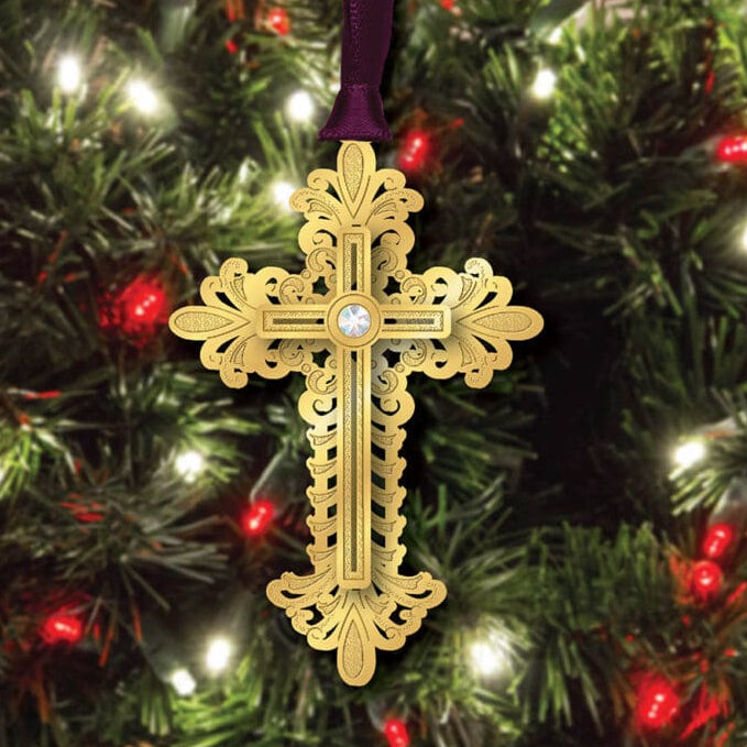 Gold Cross Brass Ornament