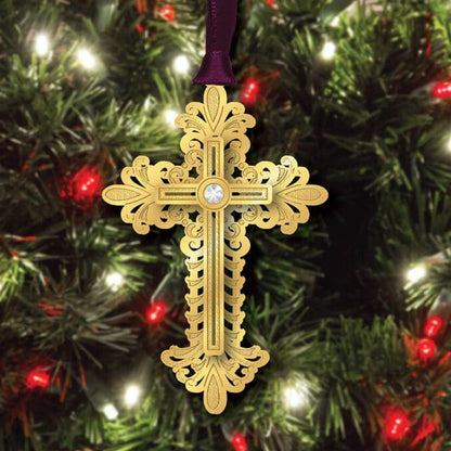 Gold Cross Brass Ornament
