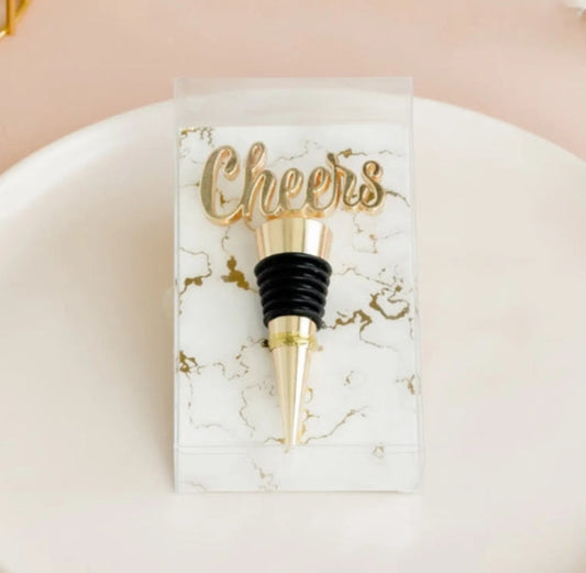 Gold Metal Wine Bottle Stopper - Cheers