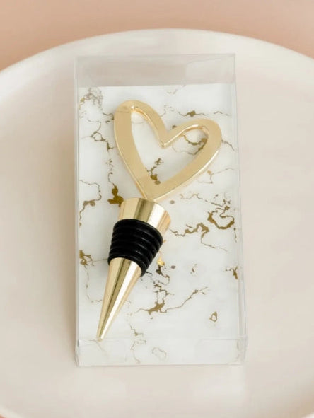 Gold Metal Wine Bottle Stopper - Heart