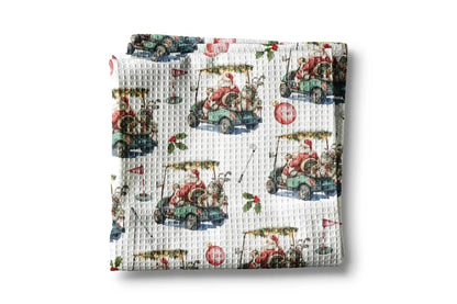 Golf Santa Kitchen Waffle Weave Towel