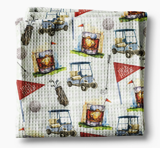 Golf 19th Hole Cocktail Waffle Weave Towel - NY Gift Boutique