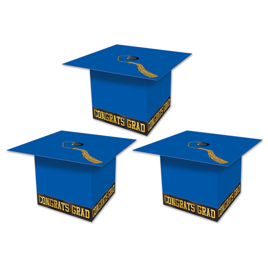 Grad Cap Set of 24 Favor Boxes -Blue
