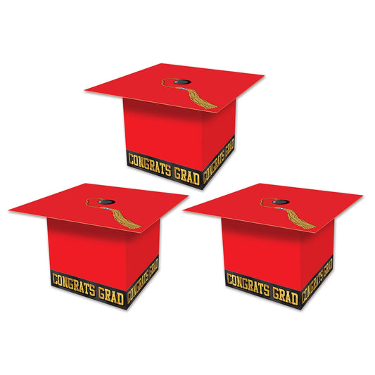 Grad Cap Set of 24 Favor Boxes -Red