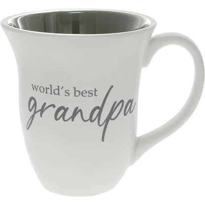 White mug with 'world's best grandpa' text on a white background