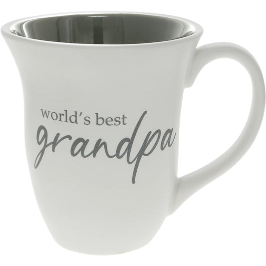 White mug with 'world's best grandpa' text on a white background