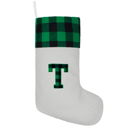 Green Plaid Monogram Christmas Stocking