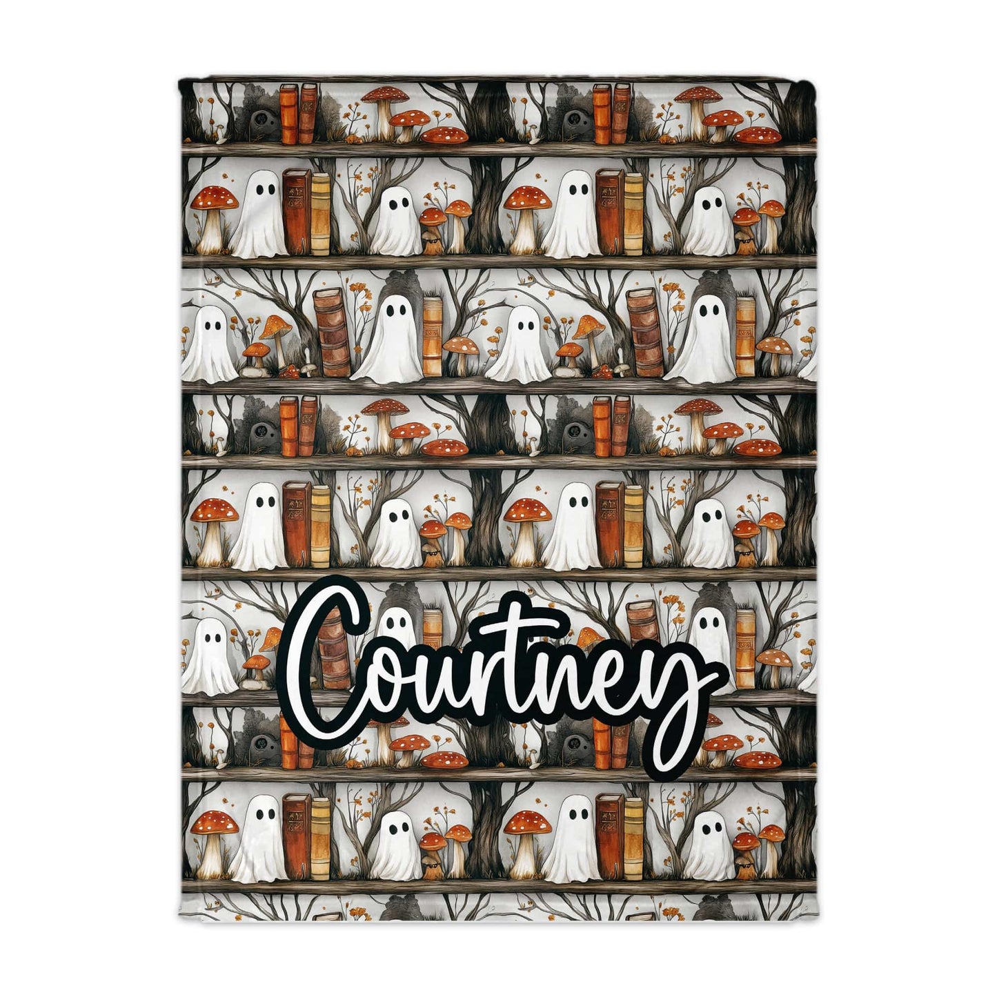 Spooky Bookshelf Personalized Blanket