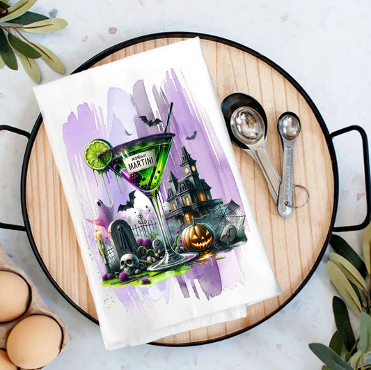 Halloween Midnight Martini Flour Sack Tea Towel