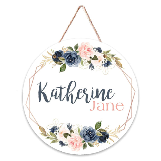 Navy and Blush Personalized Wall Hanger