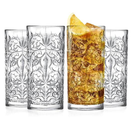 Highball Drinking Glasses, Set of 4 , 13 Fl. oz