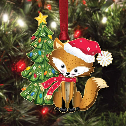 Holiday Fox Brass Ornament