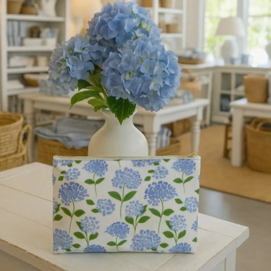 Hydrangea Watercolor Canvas Pouch